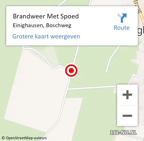 Locatie op kaart van de 112 melding: Brandweer Met Spoed Naar Einighausen, Boschweg op 20 juni 2015 07:08