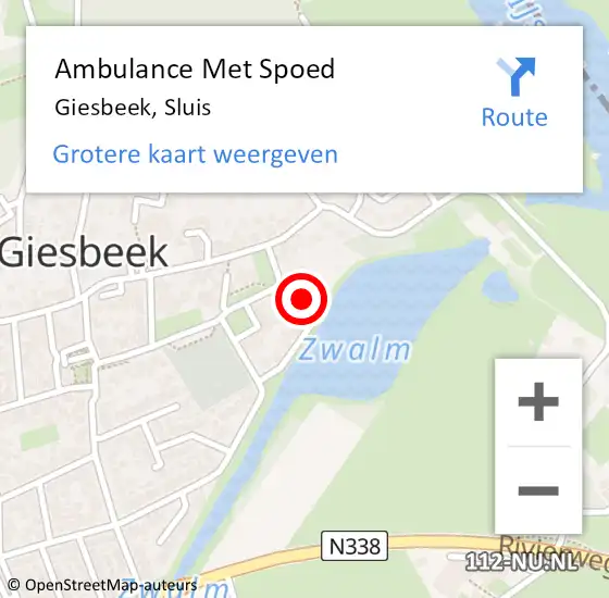 Locatie op kaart van de 112 melding: Ambulance Met Spoed Naar Giesbeek, Sluis op 20 juni 2015 07:17