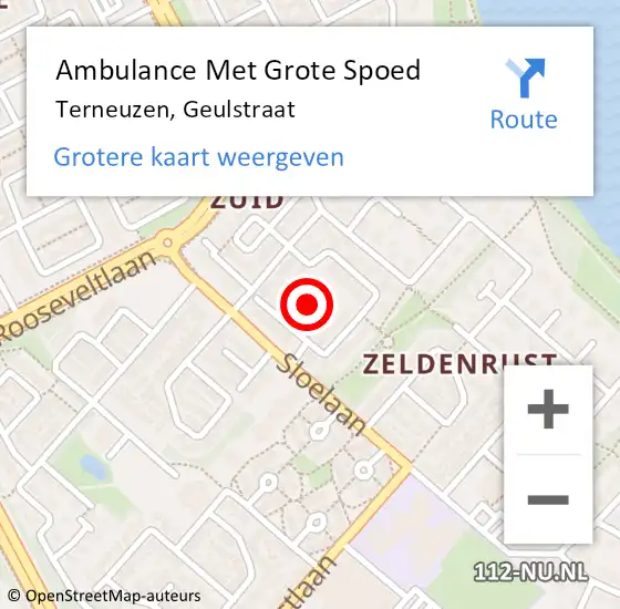 Locatie op kaart van de 112 melding: Ambulance Met Grote Spoed Naar Terneuzen, Geulstraat op 20 juni 2015 08:18