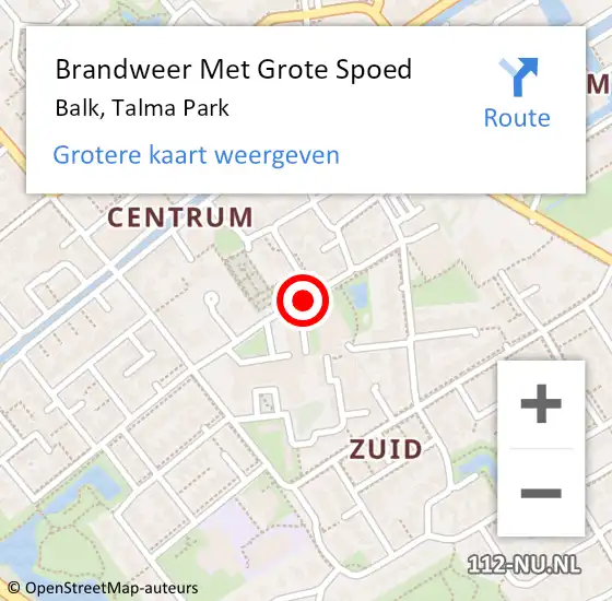 Locatie op kaart van de 112 melding: Brandweer Met Grote Spoed Naar Balk, Talma Park op 20 juni 2015 09:39