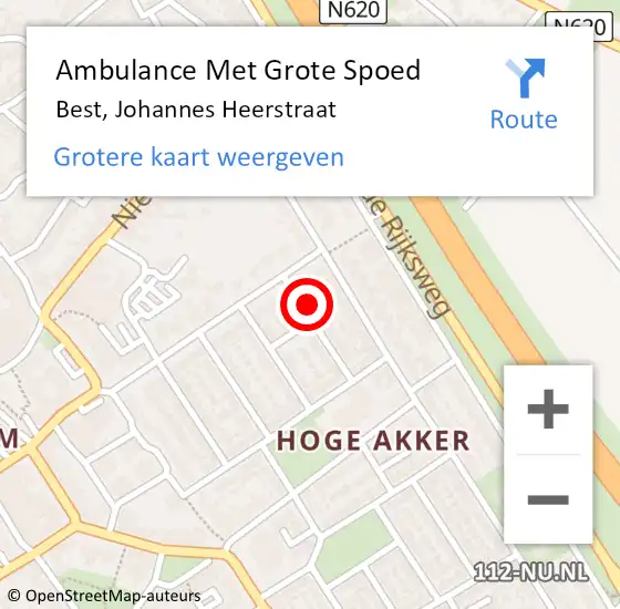 Locatie op kaart van de 112 melding: Ambulance Met Grote Spoed Naar Best, Johannes Heerstraat op 20 juni 2015 10:13