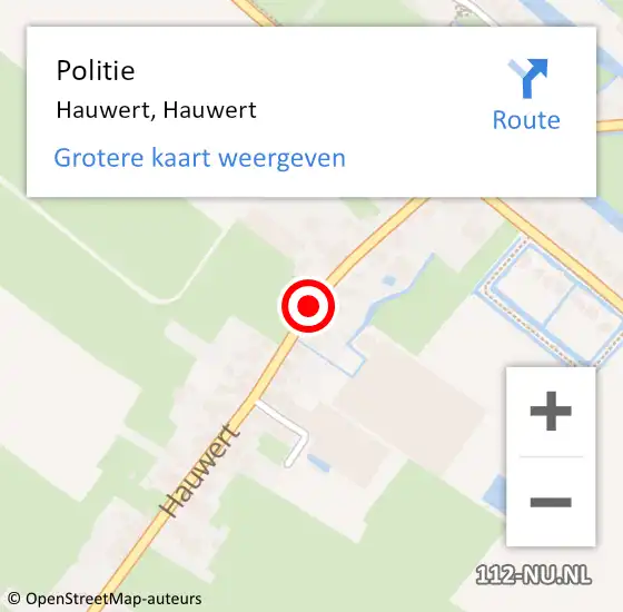 Locatie op kaart van de 112 melding: Politie Hauwert, Hauwert op 20 juni 2015 10:24