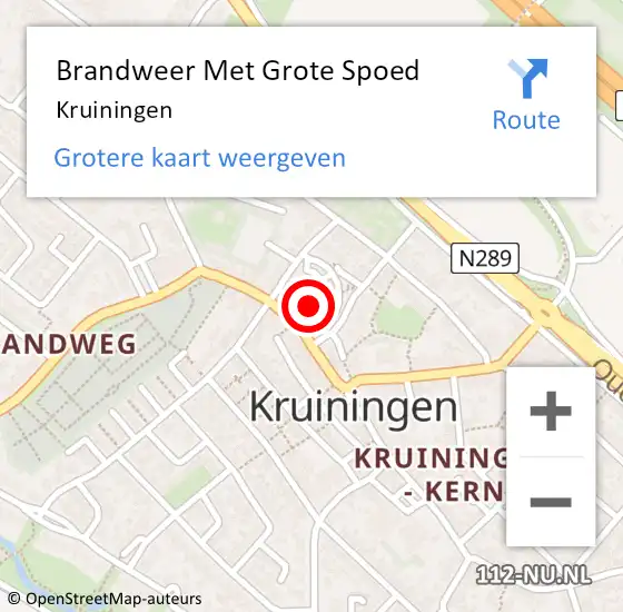 Locatie op kaart van de 112 melding: Brandweer Met Grote Spoed Naar Kruiningen op 20 juni 2015 10:46