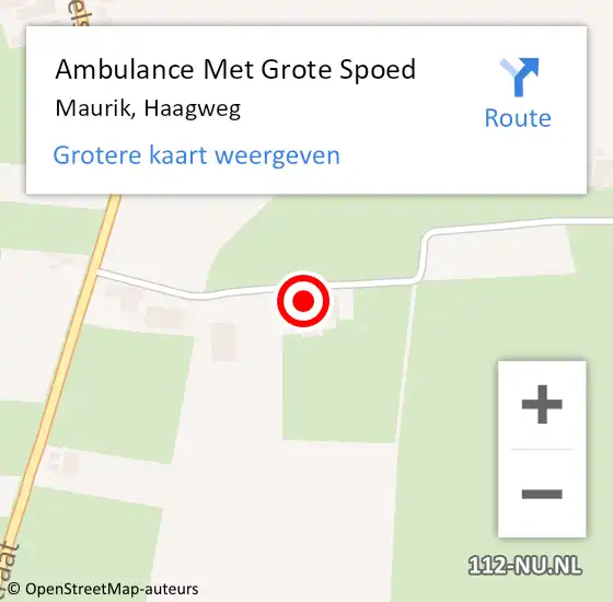 Locatie op kaart van de 112 melding: Ambulance Met Grote Spoed Naar Maurik, Haagweg op 20 juni 2015 10:59