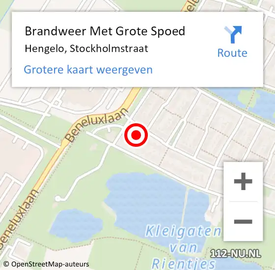 Locatie op kaart van de 112 melding: Brandweer Met Grote Spoed Naar Hengelo, Stockholmstraat op 20 juni 2015 11:49