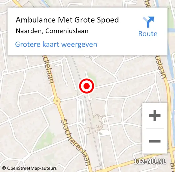 Locatie op kaart van de 112 melding: Ambulance Met Grote Spoed Naar Naarden, Comeniuslaan op 20 juni 2015 12:03