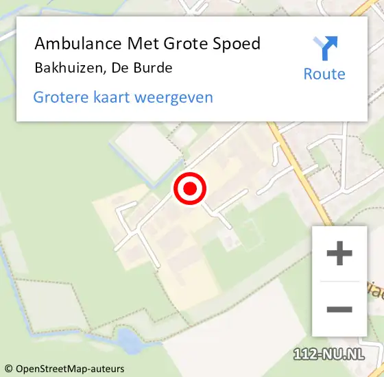 Locatie op kaart van de 112 melding: Ambulance Met Grote Spoed Naar Bakhuizen, De Burde op 20 juni 2015 12:51