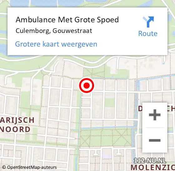 Locatie op kaart van de 112 melding: Ambulance Met Grote Spoed Naar Culemborg, Gouwestraat op 20 juni 2015 13:12