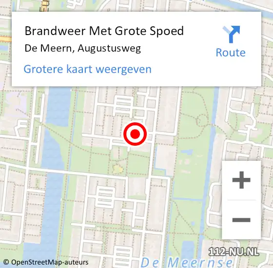 Locatie op kaart van de 112 melding: Brandweer Met Grote Spoed Naar De Meern, Augustusweg op 20 juni 2015 14:02