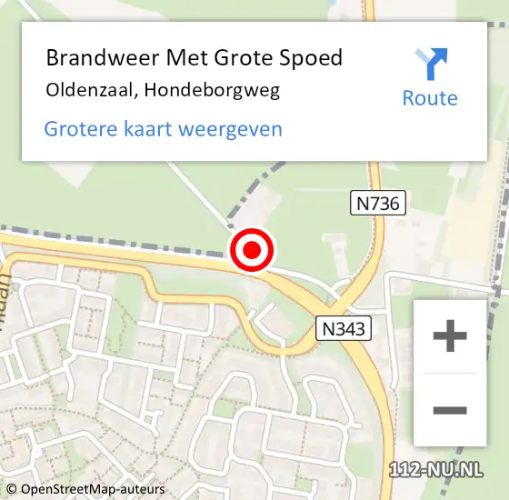 Locatie op kaart van de 112 melding: Brandweer Met Grote Spoed Naar Oldenzaal, Hondeborgweg op 20 juni 2015 14:13