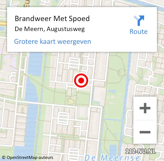 Locatie op kaart van de 112 melding: Brandweer Met Spoed Naar De Meern, Augustusweg op 20 juni 2015 14:17