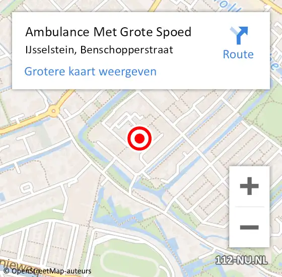 Locatie op kaart van de 112 melding: Ambulance Met Grote Spoed Naar IJsselstein, Benschopperstraat op 20 juni 2015 14:41