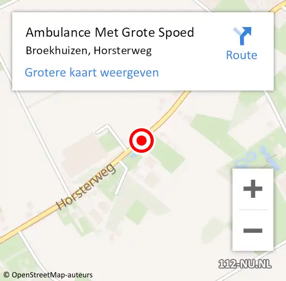 Locatie op kaart van de 112 melding: Ambulance Met Grote Spoed Naar Broekhuizen, Horsterweg op 20 juni 2015 15:17