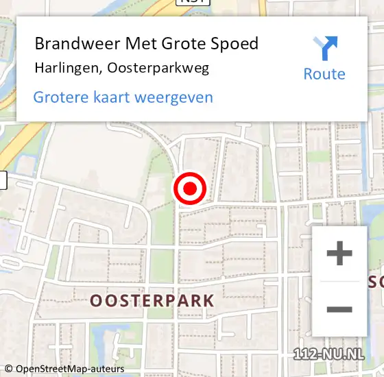 Locatie op kaart van de 112 melding: Brandweer Met Grote Spoed Naar Harlingen, Oosterparkweg op 20 juni 2015 15:20
