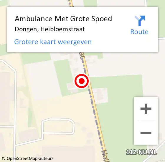 Locatie op kaart van de 112 melding: Ambulance Met Grote Spoed Naar Dongen, Heibloemstraat op 20 juni 2015 15:44