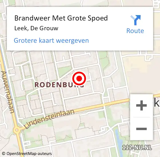 Locatie op kaart van de 112 melding: Brandweer Met Grote Spoed Naar Leek, De Grouw op 12 september 2013 14:02