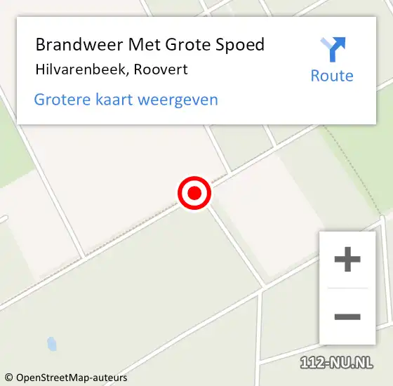 Locatie op kaart van de 112 melding: Brandweer Met Grote Spoed Naar Hilvarenbeek, Roovert op 20 juni 2015 17:07