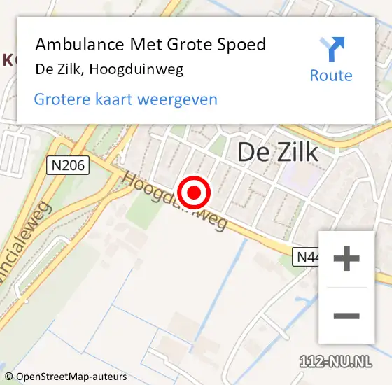 Locatie op kaart van de 112 melding: Ambulance Met Grote Spoed Naar De Zilk, Hoogduinweg op 20 juni 2015 17:25