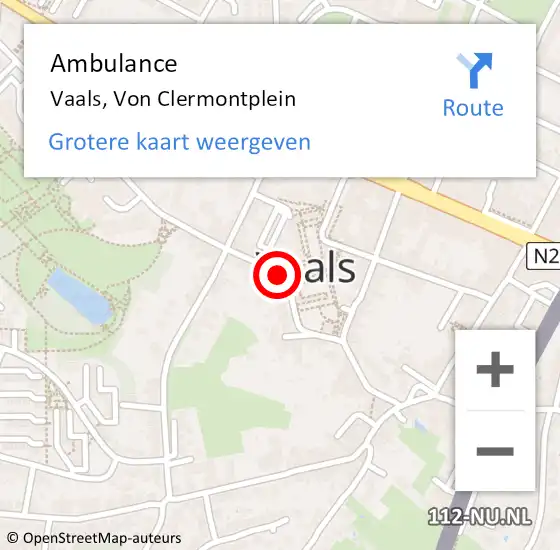 Locatie op kaart van de 112 melding: Ambulance Vaals, Von Clermontplein op 12 september 2013 14:02