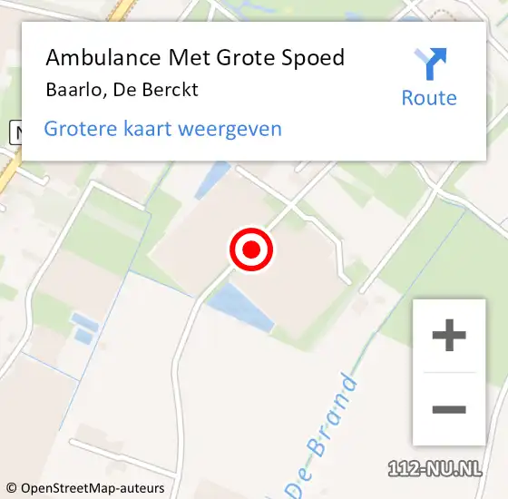 Locatie op kaart van de 112 melding: Ambulance Met Grote Spoed Naar Baarlo, De Berckt op 20 juni 2015 19:05