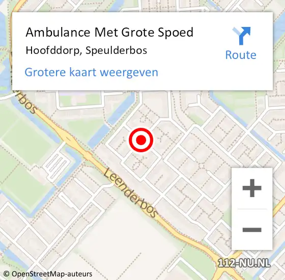 Locatie op kaart van de 112 melding: Ambulance Met Grote Spoed Naar Hoofddorp, Speulderbos op 20 juni 2015 19:15