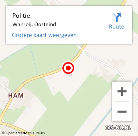 Locatie op kaart van de 112 melding: Politie Wanroij, Oosteind op 20 juni 2015 19:20