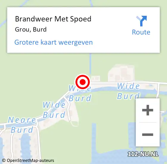 Locatie op kaart van de 112 melding: Brandweer Met Spoed Naar Grou, Burd op 20 juni 2015 19:28