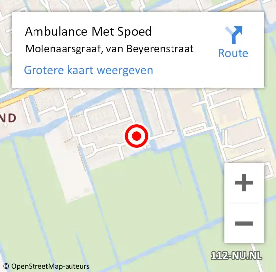 Locatie op kaart van de 112 melding: Ambulance Met Spoed Naar Molenaarsgraaf, van Beyerenstraat op 20 juni 2015 19:59