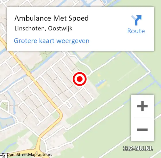 Locatie op kaart van de 112 melding: Ambulance Met Spoed Naar Linschoten, Oostwijk op 20 juni 2015 20:34