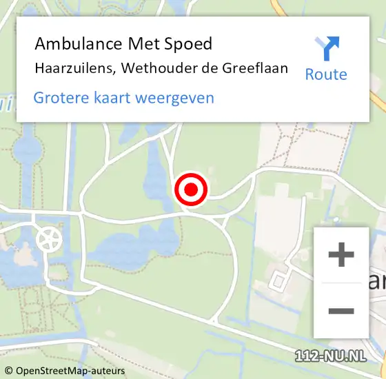 Locatie op kaart van de 112 melding: Ambulance Met Spoed Naar Haarzuilens, Wethouder de Greeflaan op 20 juni 2015 21:05