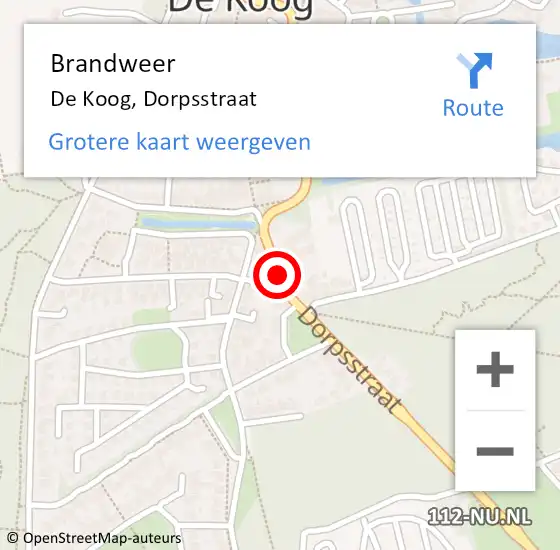 Locatie op kaart van de 112 melding: Brandweer De Koog, Dorpsstraat op 20 juni 2015 23:33