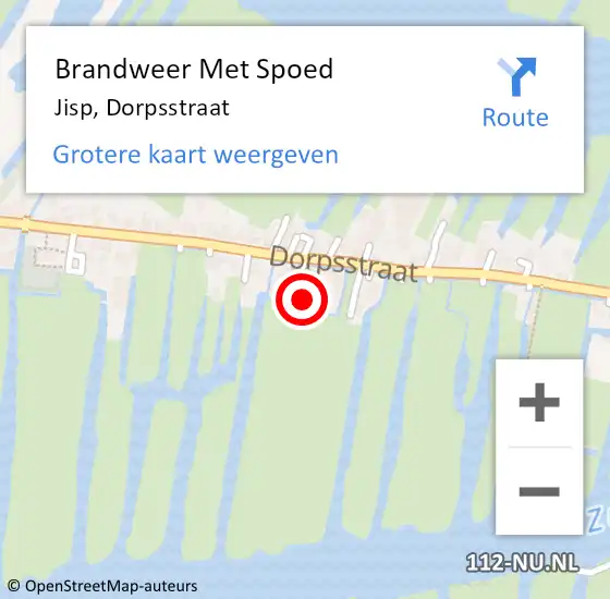 Locatie op kaart van de 112 melding: Brandweer Met Spoed Naar Jisp, Dorpsstraat op 20 juni 2015 23:39