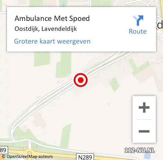 Locatie op kaart van de 112 melding: Ambulance Met Spoed Naar Oostdijk, Lavendeldijk op 20 juni 2015 23:57