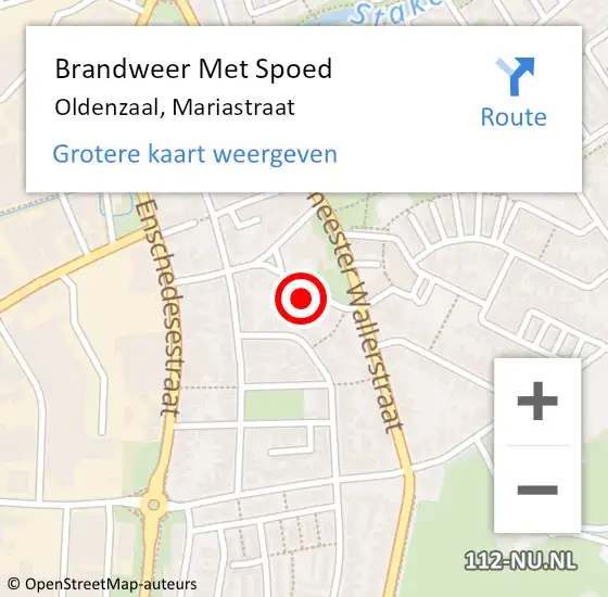 Locatie op kaart van de 112 melding: Brandweer Met Spoed Naar Oldenzaal, Mariastraat op 21 juni 2015 01:10