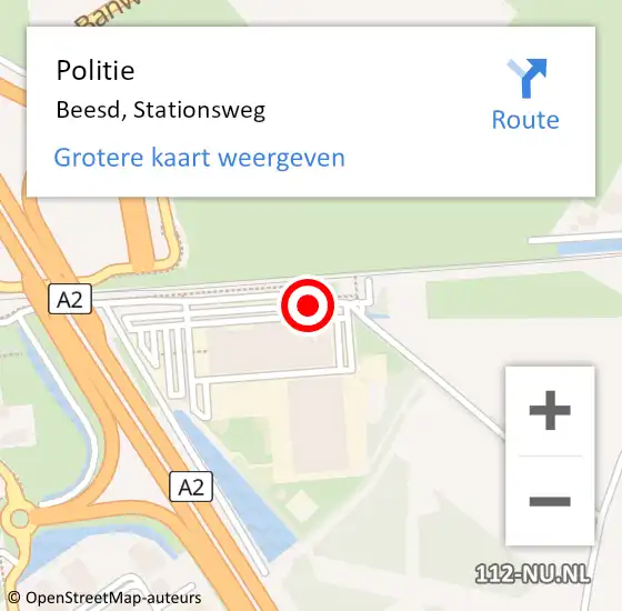 Locatie op kaart van de 112 melding: Politie Beesd, Stationsweg op 21 juni 2015 02:13