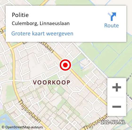 Locatie op kaart van de 112 melding: Politie Culemborg, Linnaeuslaan op 21 juni 2015 02:14