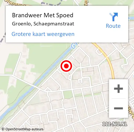 Locatie op kaart van de 112 melding: Brandweer Met Spoed Naar Groenlo, Schaepmanstraat op 21 juni 2015 03:41