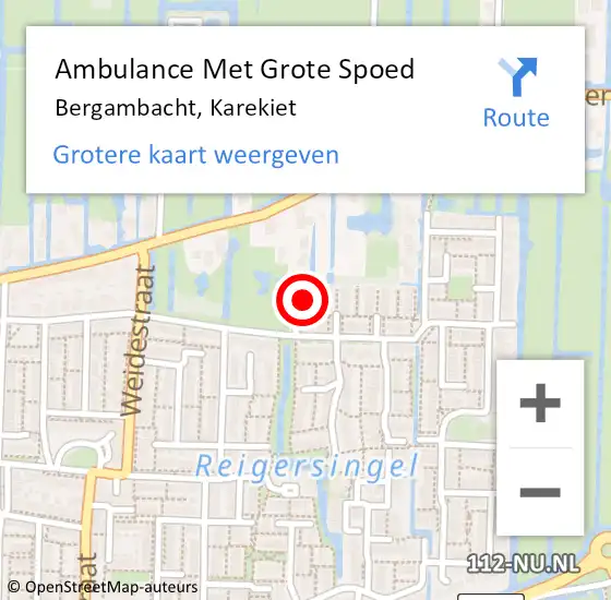 Locatie op kaart van de 112 melding: Ambulance Met Grote Spoed Naar Bergambacht, Karekiet op 21 juni 2015 05:15