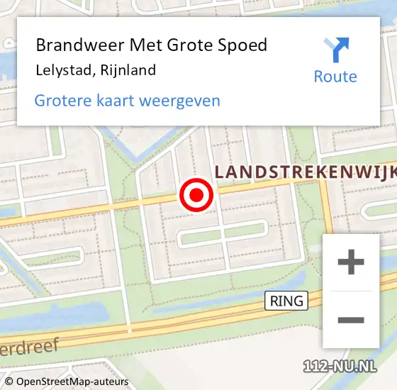 Locatie op kaart van de 112 melding: Brandweer Met Grote Spoed Naar Lelystad, Rijnland op 21 juni 2015 05:24