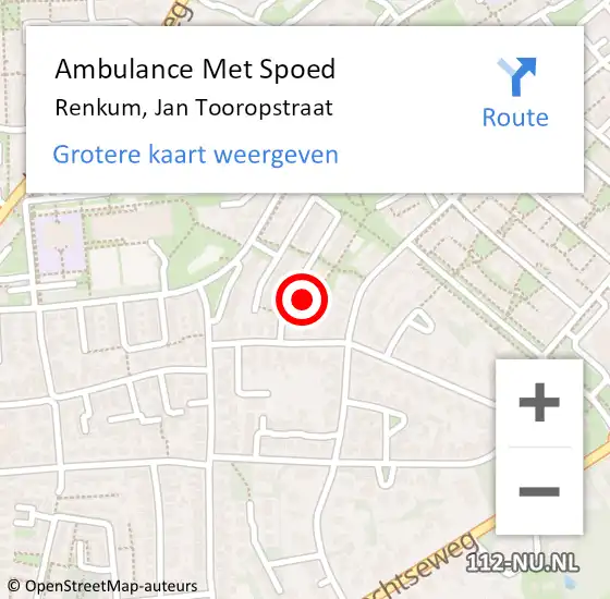 Locatie op kaart van de 112 melding: Ambulance Met Spoed Naar Renkum, Jan Tooropstraat op 21 juni 2015 06:39