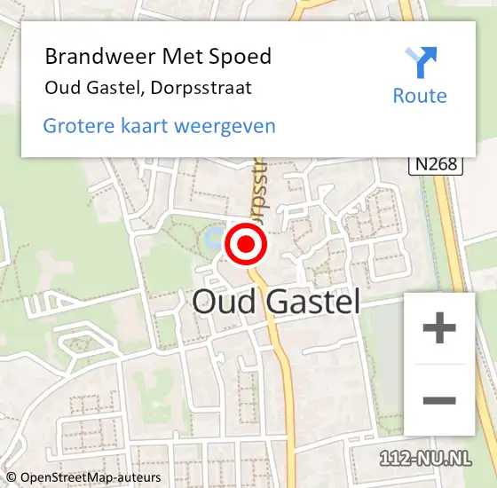 Locatie op kaart van de 112 melding: Brandweer Met Spoed Naar Oud Gastel, Dorpsstraat op 21 juni 2015 08:36