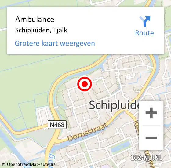 Locatie op kaart van de 112 melding: Ambulance Schipluiden, Tjalk op 21 juni 2015 08:42