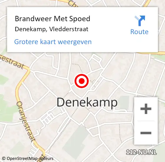 Locatie op kaart van de 112 melding: Brandweer Met Spoed Naar Denekamp, Vledderstraat op 21 juni 2015 09:08