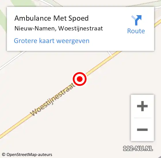 Locatie op kaart van de 112 melding: Ambulance Met Spoed Naar Nieuw-Namen, Woestijnestraat op 11 november 2013 16:30