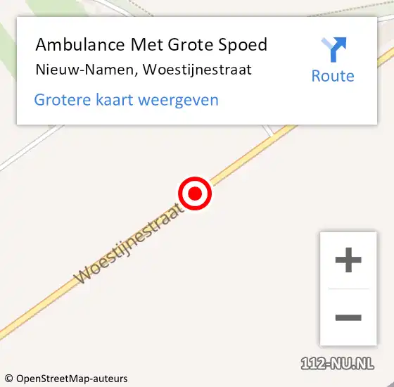 Locatie op kaart van de 112 melding: Ambulance Met Grote Spoed Naar Nieuw-Namen, Woestijnestraat op 11 november 2013 16:33