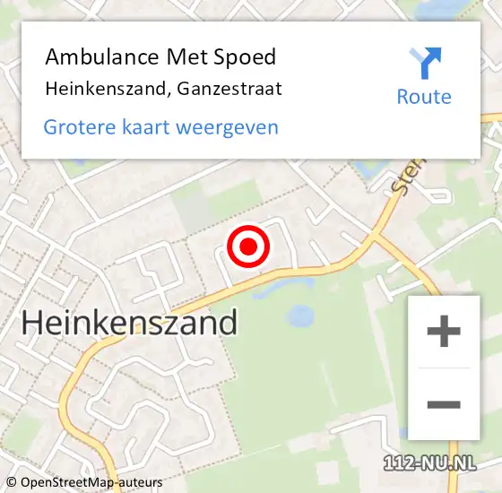 Locatie op kaart van de 112 melding: Ambulance Met Spoed Naar Heinkenszand, Ganzestraat op 21 juni 2015 10:49