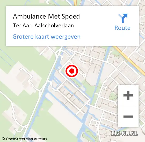 Locatie op kaart van de 112 melding: Ambulance Met Spoed Naar Ter Aar, Aalscholverlaan op 11 november 2013 16:42