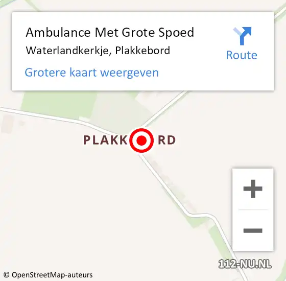 Locatie op kaart van de 112 melding: Ambulance Met Grote Spoed Naar Waterlandkerkje, Plakkebord op 21 juni 2015 12:11