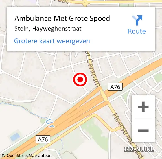 Locatie op kaart van de 112 melding: Ambulance Met Grote Spoed Naar Stein, Hayweghenstraat op 21 juni 2015 12:15