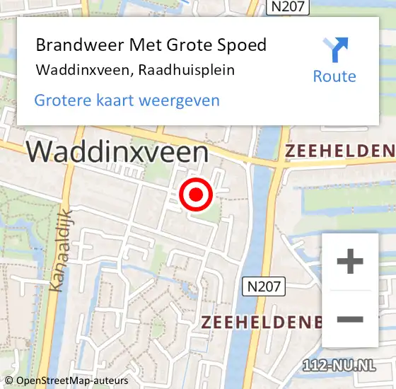 Locatie op kaart van de 112 melding: Brandweer Met Grote Spoed Naar Waddinxveen, Raadhuisplein op 21 juni 2015 13:58